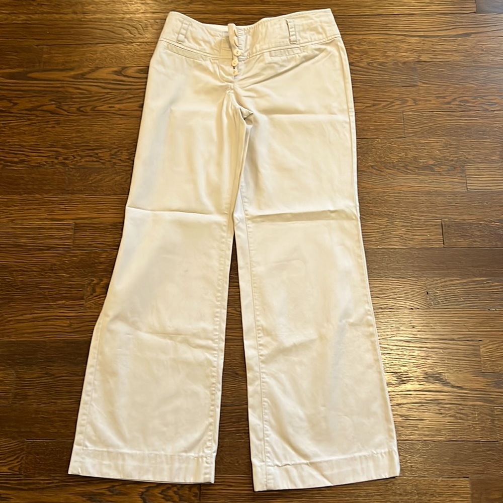 Anthropologie Cream Wide Leg Pants